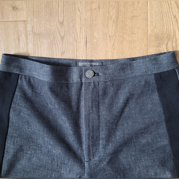 Sz6 BANANA REPUBLIC Sloan Charcoal Woven Material Tuxedo Pants with Blac… - Picture 6 of 6